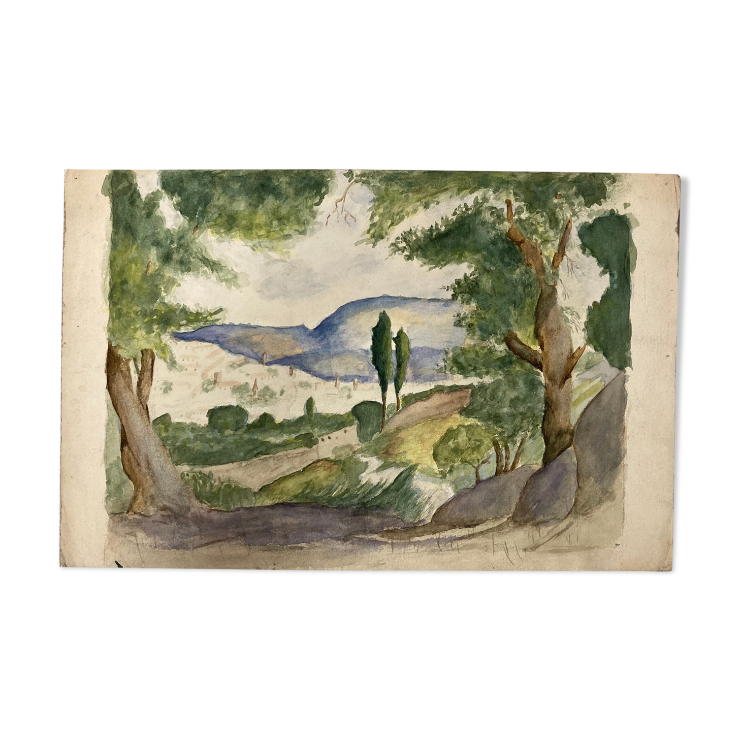 Aquarelle paysage vintage