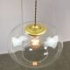 Italian Mid-Century Glass and Brass Pendant Lamp
