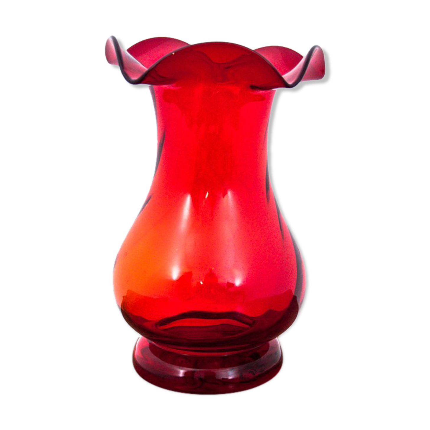 Red Silesia Rustica vase, designed by L. Fiedorowicz, HSG Ząbkowice, 1960s