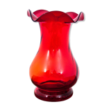Red Silesia Rustica vase, designed by L. Fiedorowicz, HSG Ząbkowice, 1960s