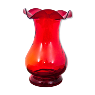 Red Silesia Rustica vase, designed by L. Fiedorowicz, HSG Ząbkowice, 1960s