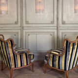 Pair of carved wooden armchairs, 20th century