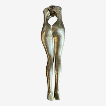 Walnut breaker in the shape of women's legs golden brass vintage