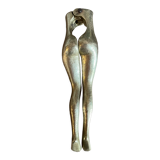 Walnut breaker in the shape of women's legs golden brass vintage
