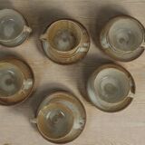 6 stoneware cups and saucers by Pierre Lion