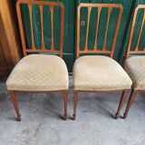 Series of 4 directory chairs in marquetry and cherry wood