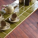 Vintage coffee table green tiles