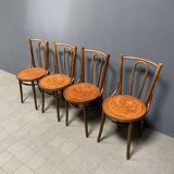 Set of 4 French Cafe Chairs with Graceful Seats