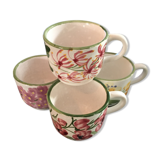 Lot de 4 tasses fleuries