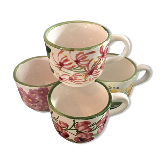Lot of 4 flowery cups