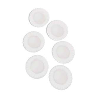Duralex dessert plates in the shape of a daisy flower, transparent glass