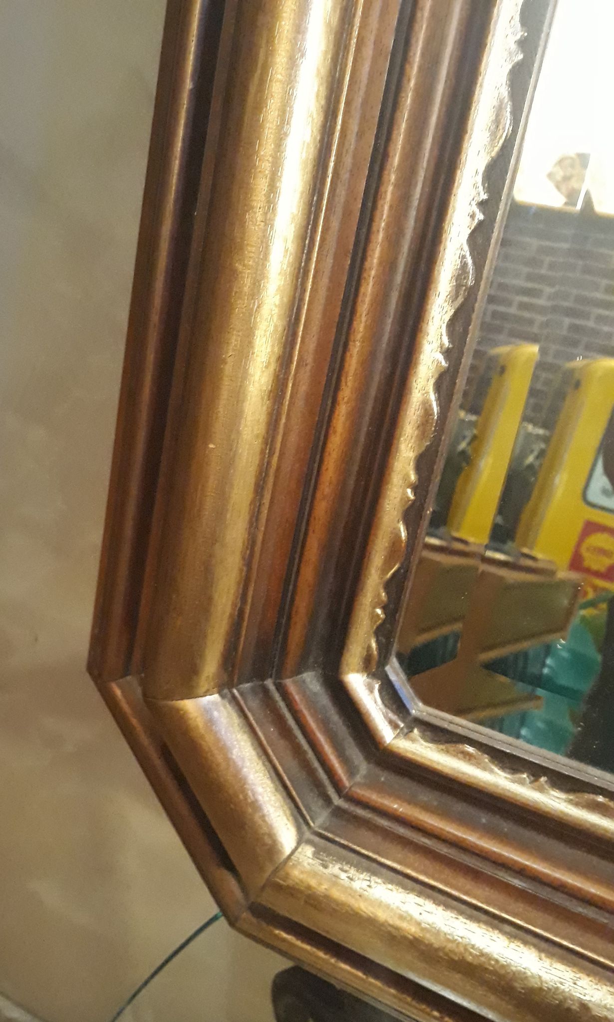 Mirror exotic wood patinated gold 1970