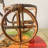 Vintage plant holder tricycle in bamboo and rattan