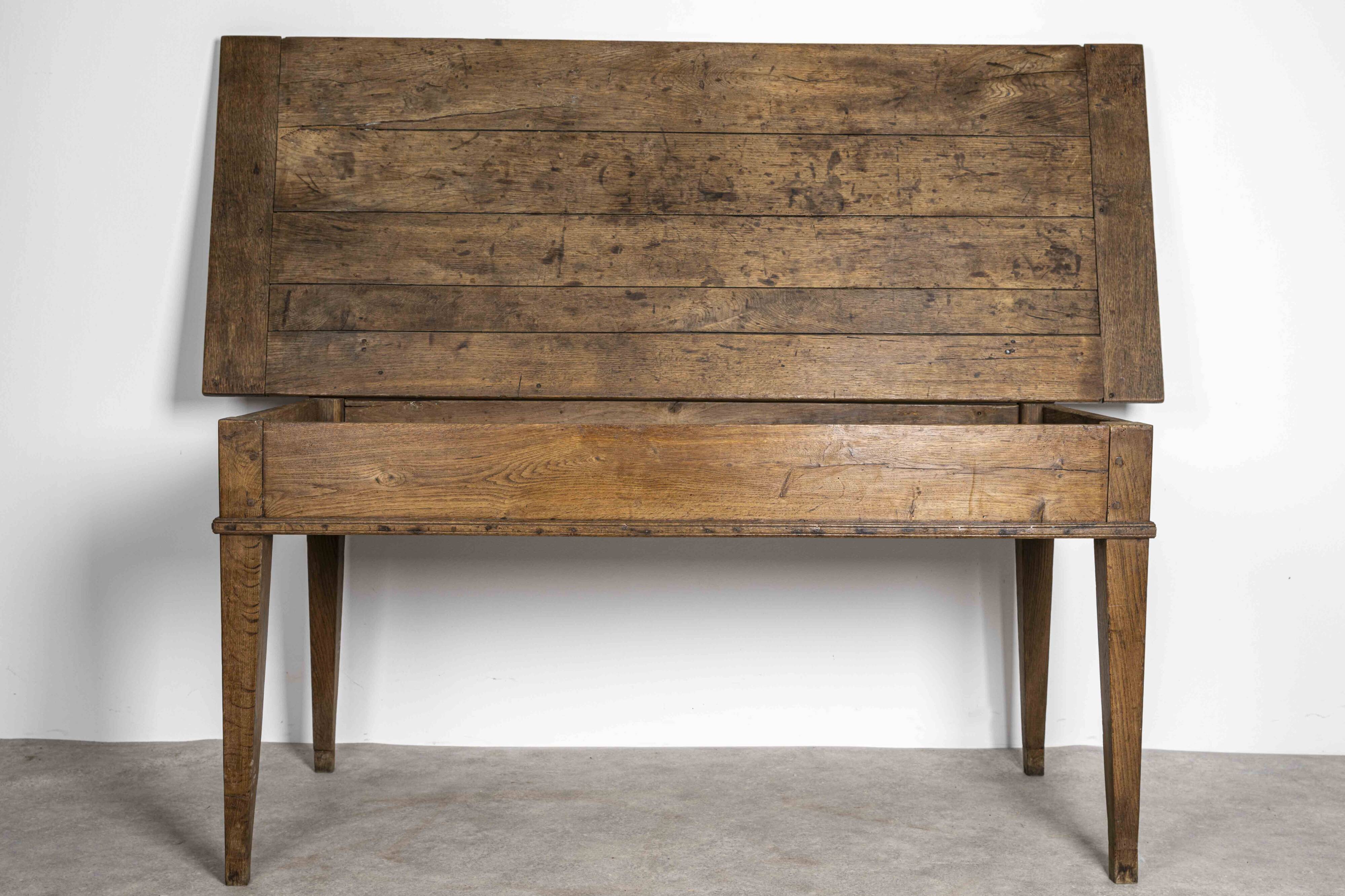 Old wooden farmhouse table