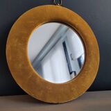 Miroir vintage avec cadre velours moutarde