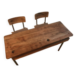 Bureau écolier ancien double