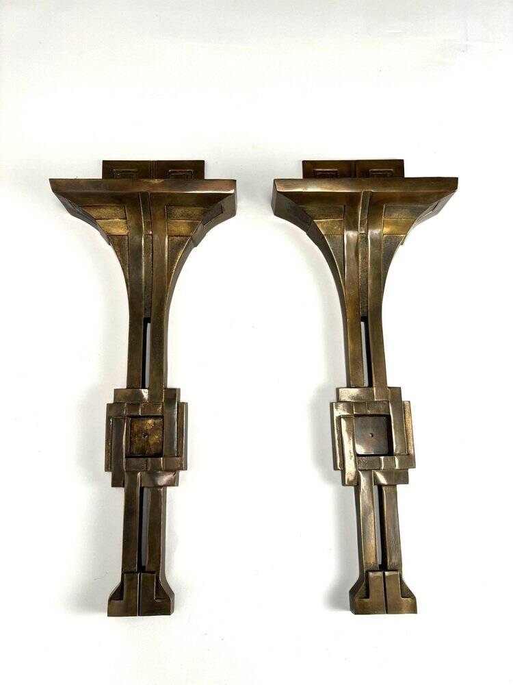 Italian Deco Style Wall Lamps in Bronze attributed to Banci, 1970s, Set of 2