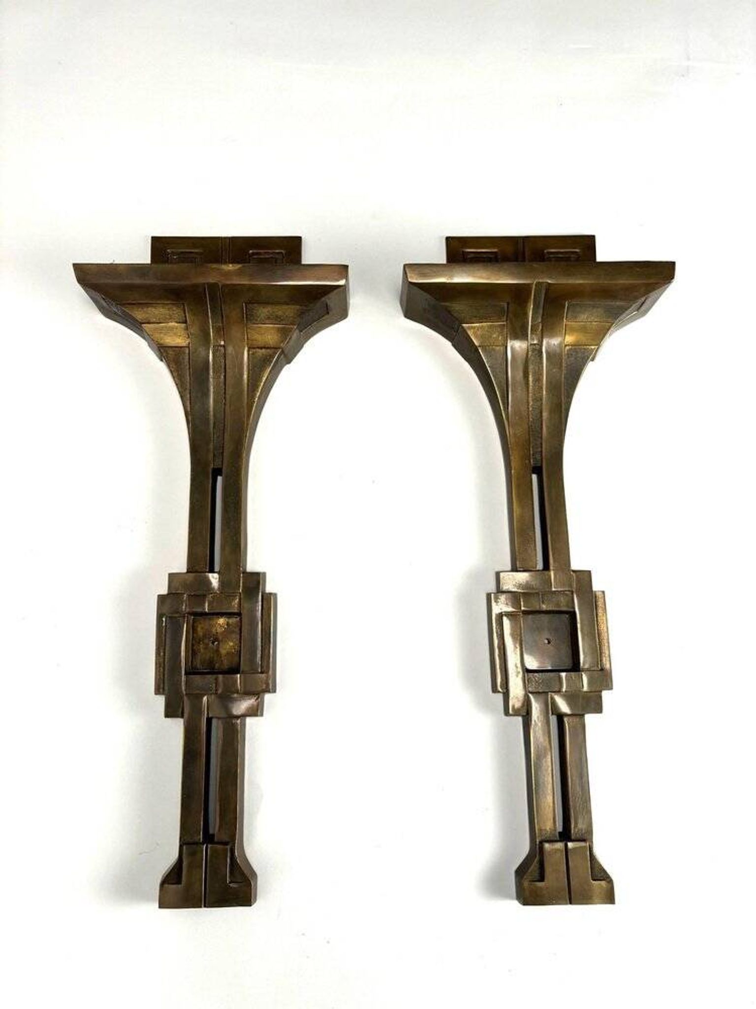 Italian Deco Style Wall Lamps in Bronze attributed to Banci, 1970s, Set of 2