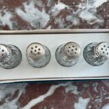 Set of 4 salerons, Christofle goldsmithery, solid silver, pressed molded glass