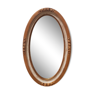 Grand miroir ovale à glace biseautée