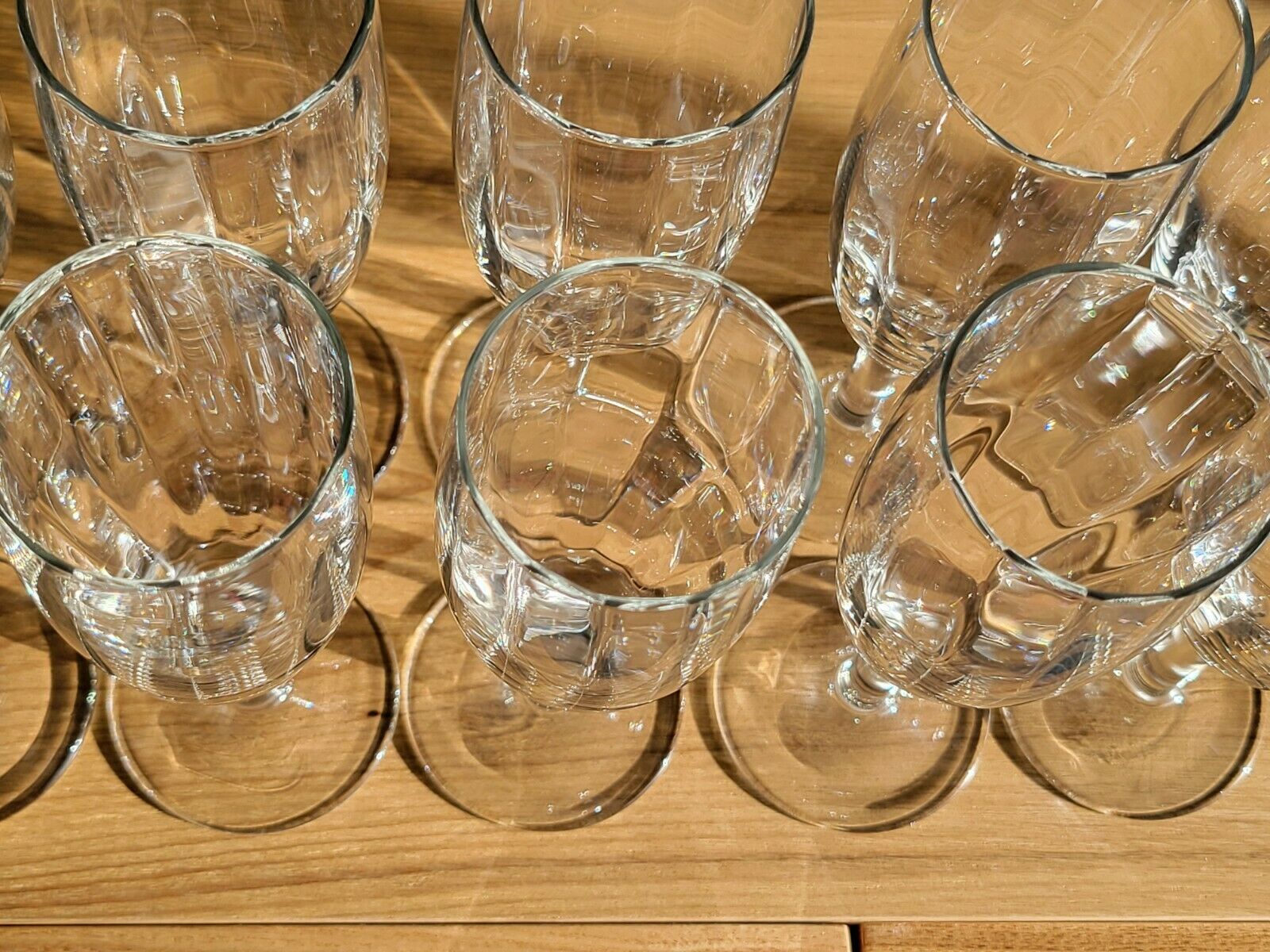 10 vintage champagne flutes in faceted glass