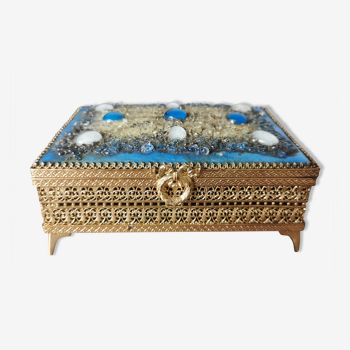 Enamel and gilded metal jewelry box