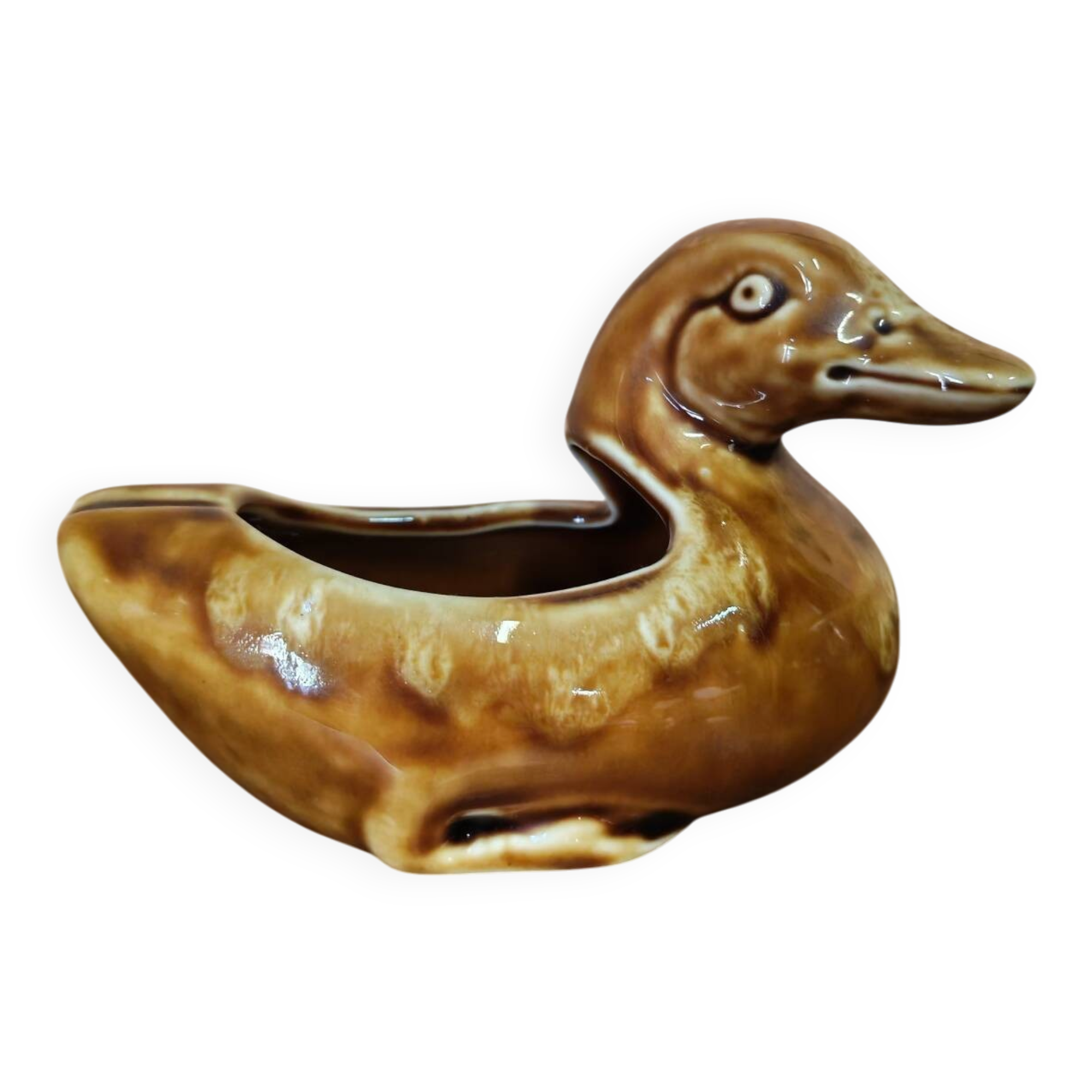 Vintage glazed ceramic duck catchall