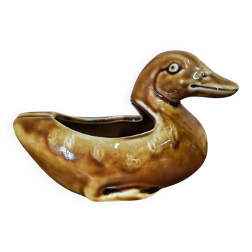 Vintage glazed ceramic duck catchall