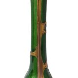 Soliflore vase legras imperial green copper decors enhanced with gold unsigned