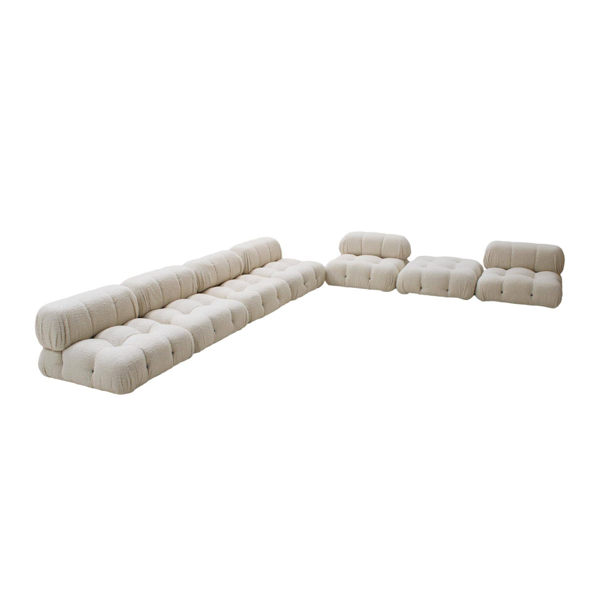 Mid Century by Mario Bellini Italian Camaleonda White Bouclé Fabric Modular Sofa