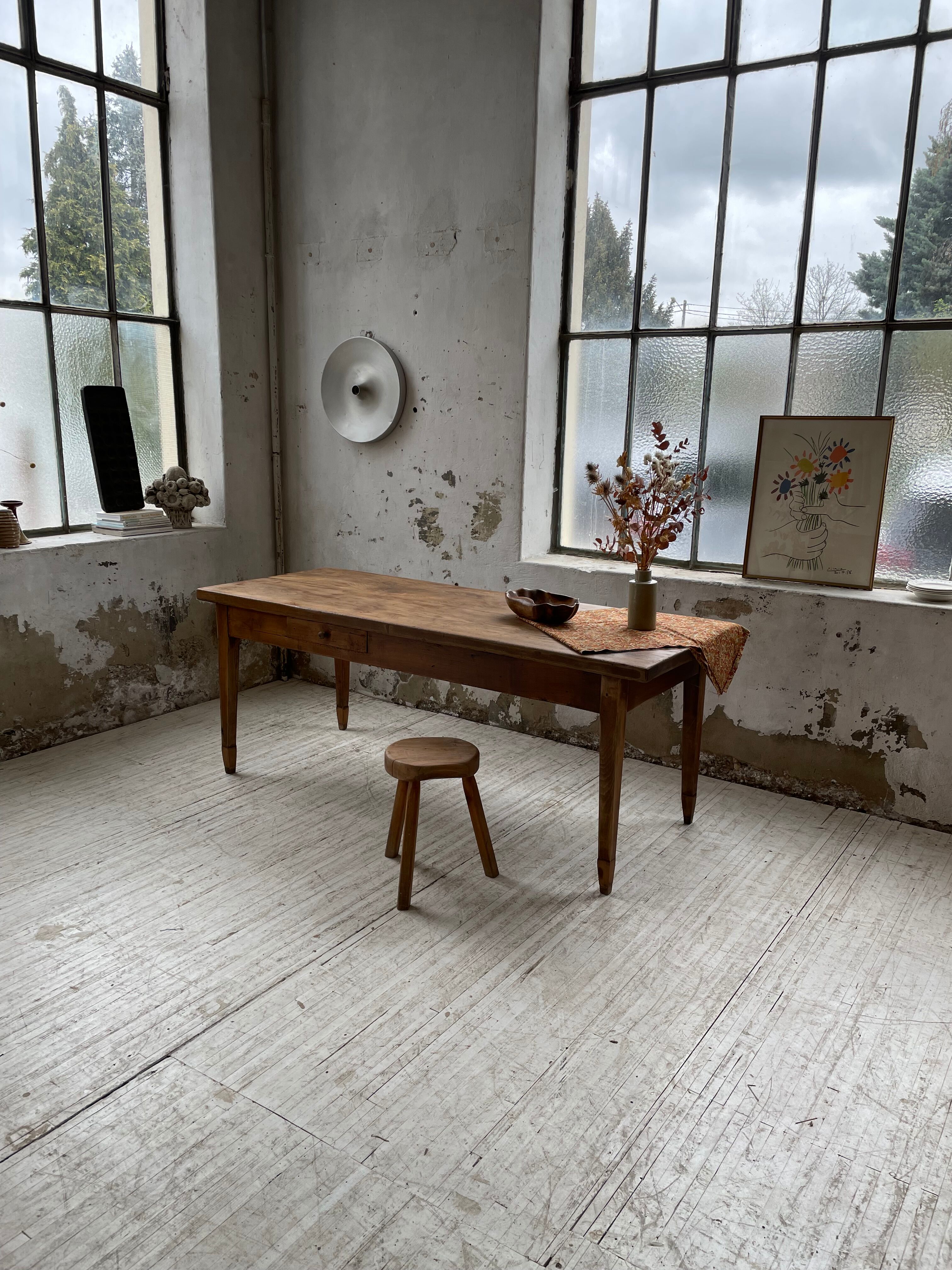 Farmhouse table in oak and walnut 2m