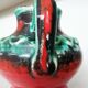 Fat Lava Pitcher Vase: Red Black Green Glaze, West German Pottery