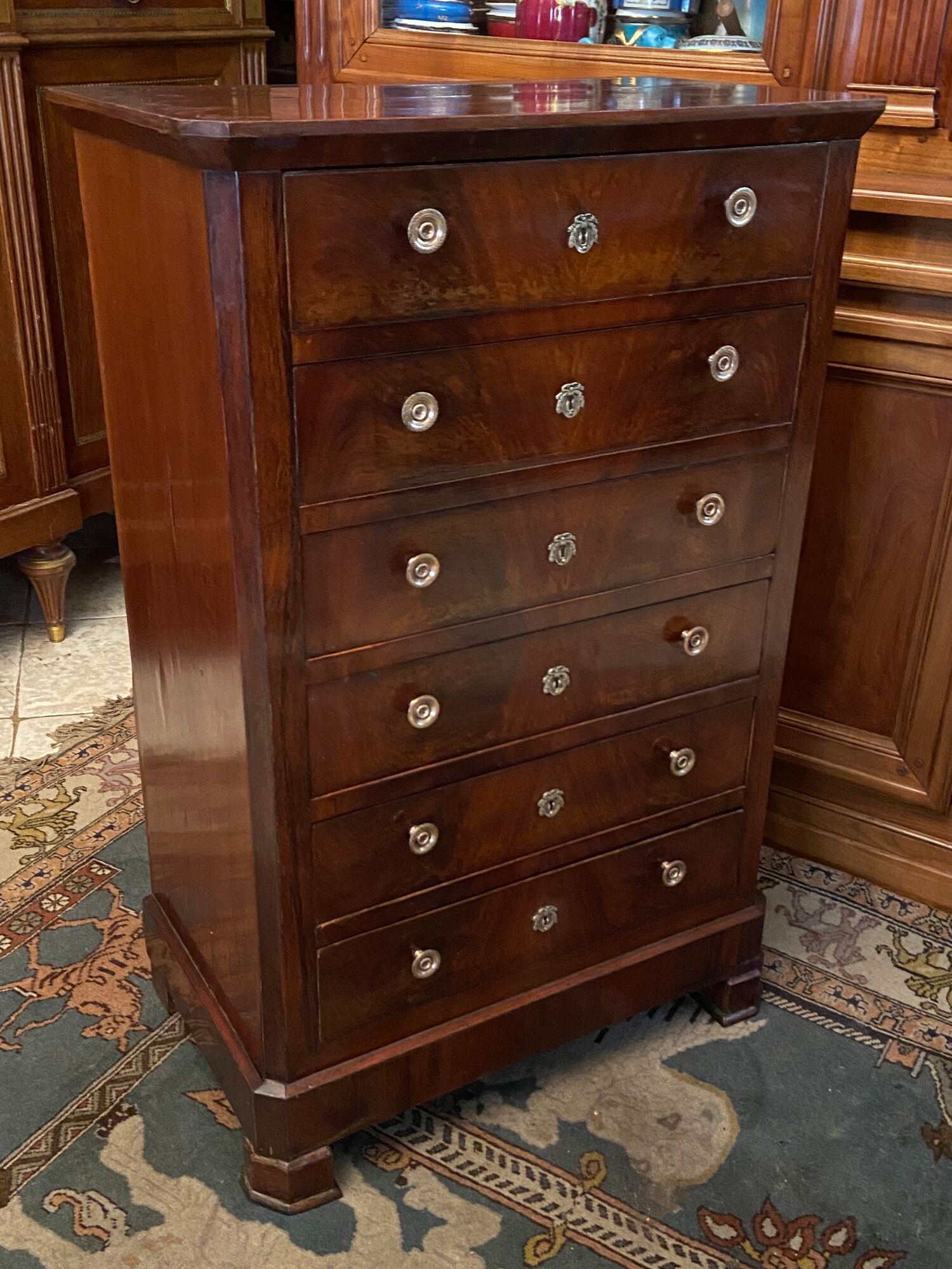 Chest of drawers with 6 drawers mahogany style Restoration