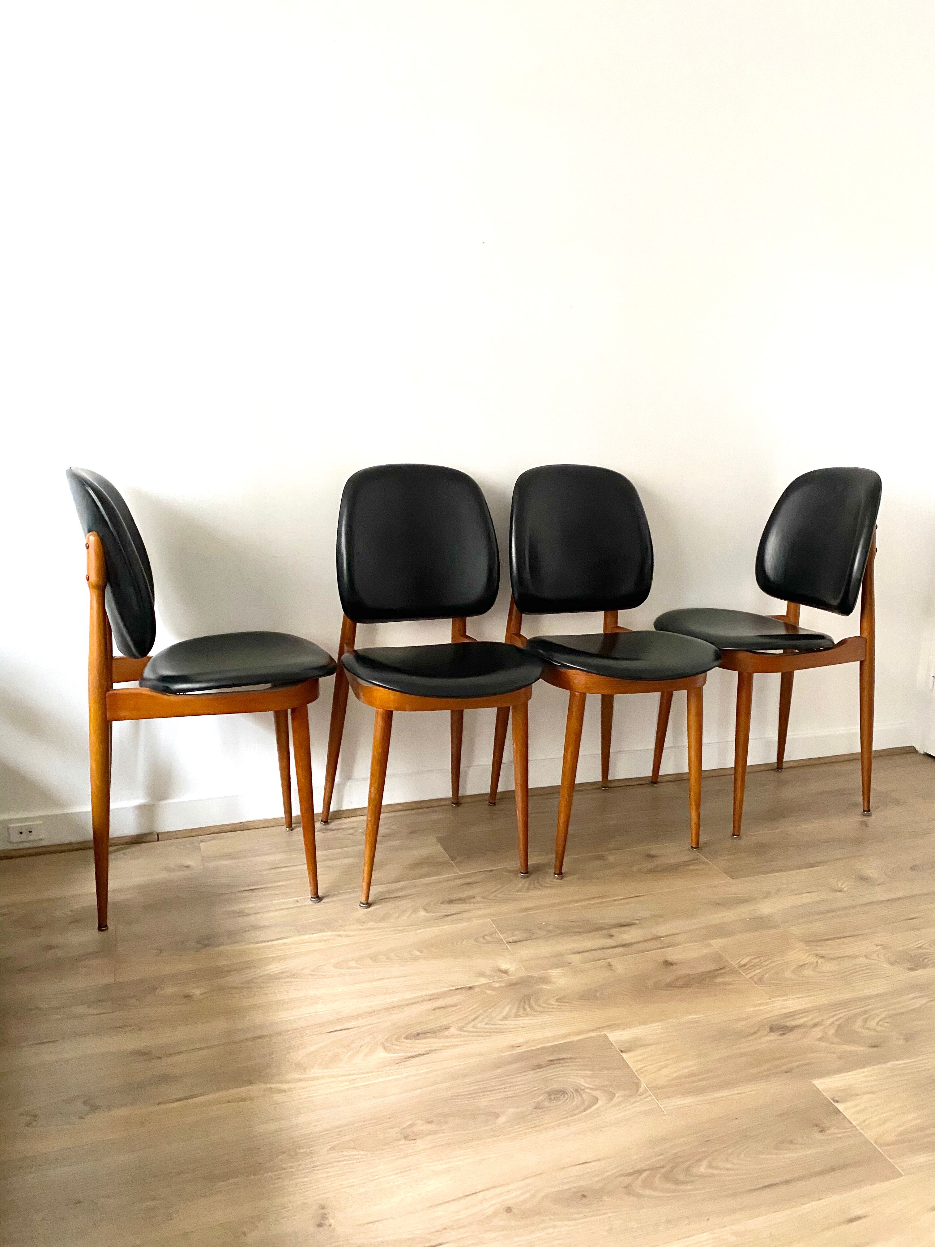 Series of four scandinavian chair model Pegasus by Baumann