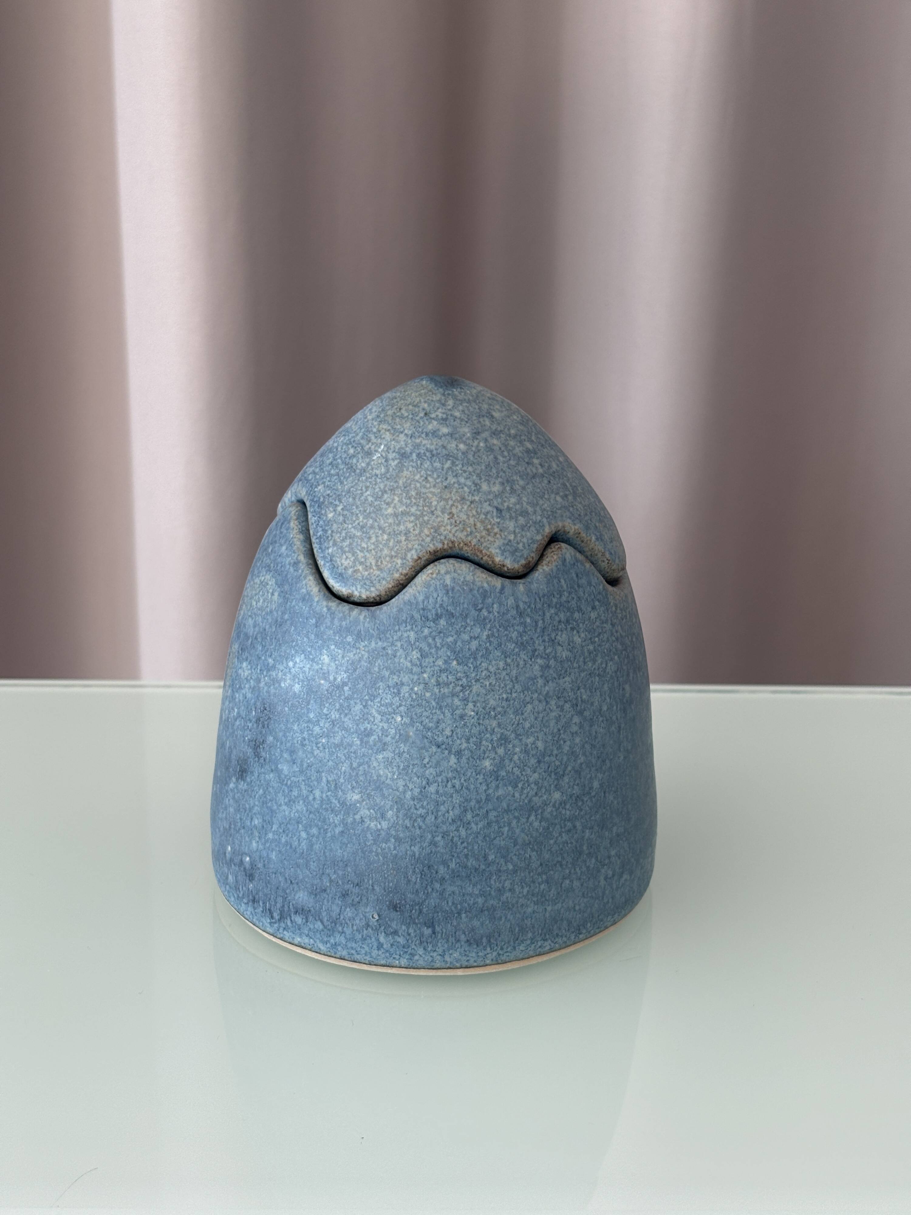 Boîte à œufs en céramique vintage – Boîte à souvenirs en grès bleu