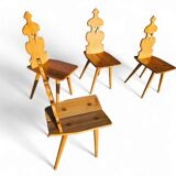 Vintage mid-century brutalist style design Tiroler chair set of 4