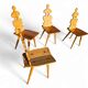 Vintage mid-century brutalist style design Tiroler chair set of 4