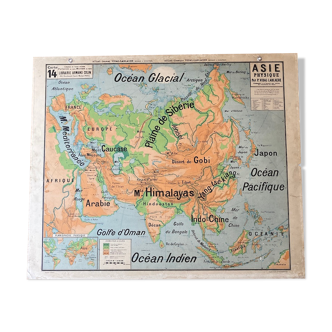 Old school map No.14/14bis Asia Physical Vidal-Lablache - Armand Colin
