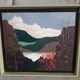 Old painting signed depicting a landscape of mountains