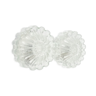Pair of Mid-Century Flower-Shaped Glass Wall Lights or Flush Mounts from Limburg, Germany, 1970s