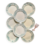Set of 8 Antique Flat Plates "Figuig" Iron Earth – Longchamp 19th Century