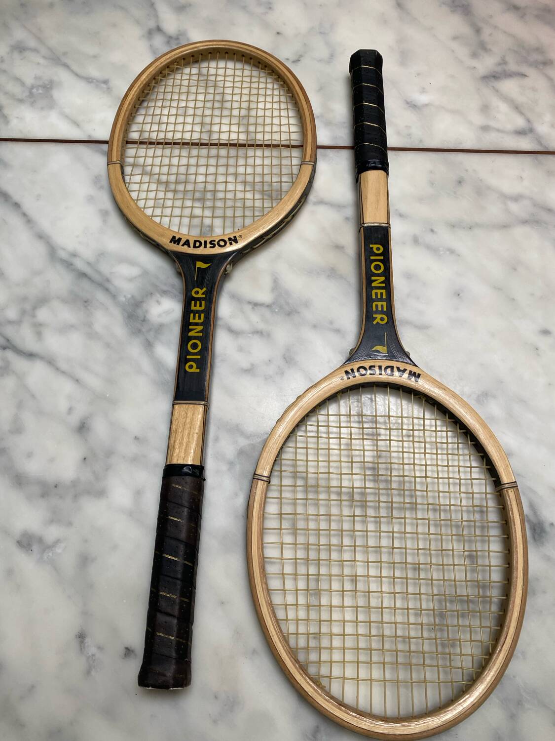 Vintage Pioneer wooden tennis rackets