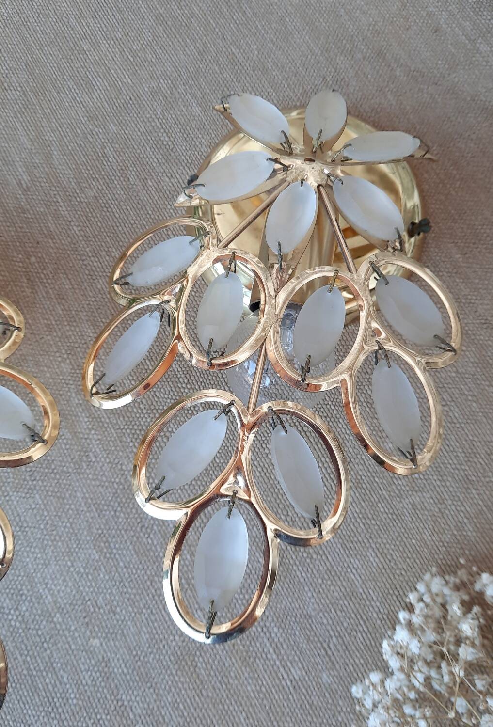 Golden tassel wall light