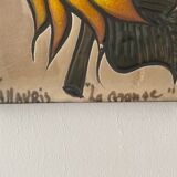 Vintage Vallauris ceramic painting "La Grange"