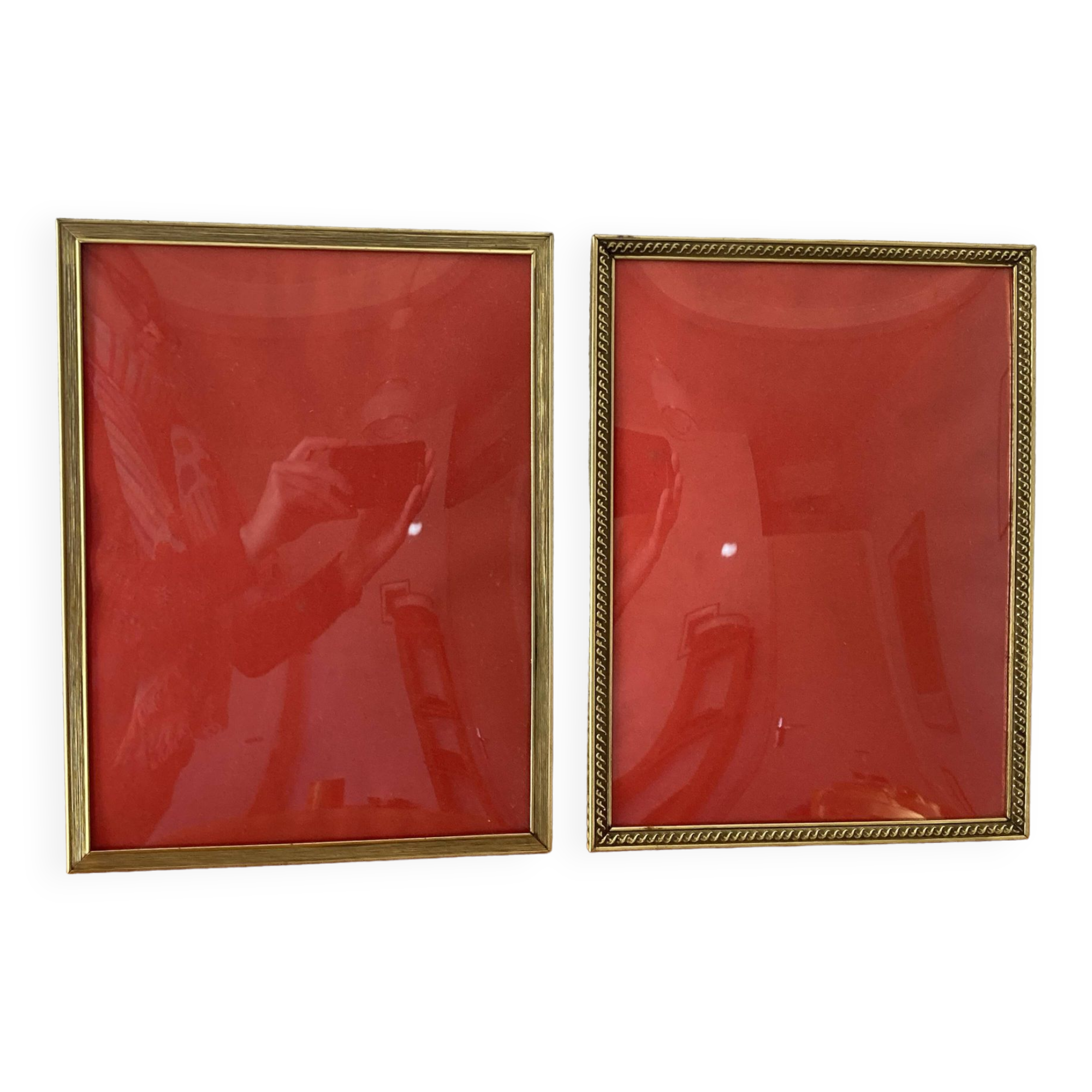 Photo frames, convex glass and gilded brass, 1960s-1970s
