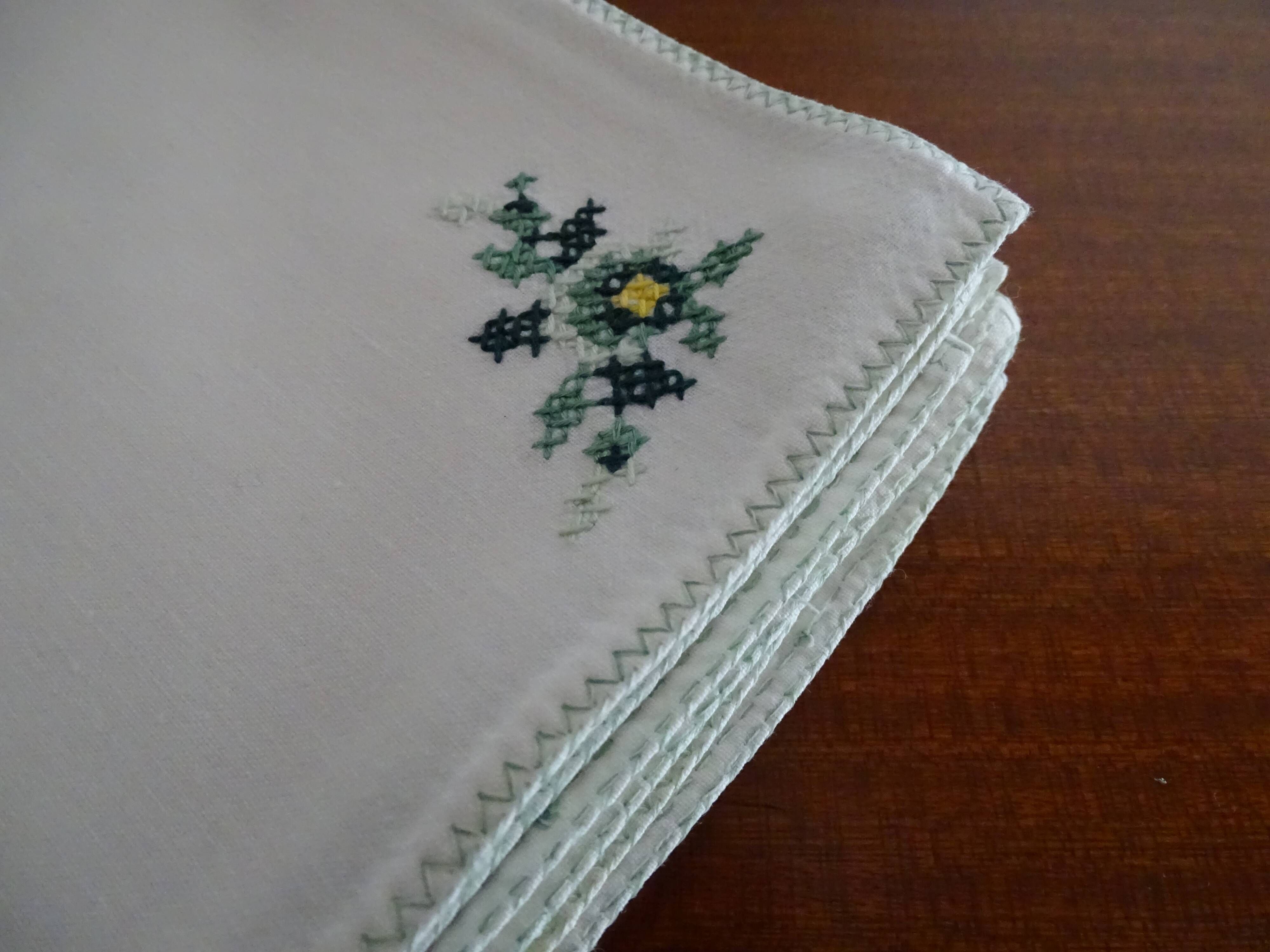 6 old embroidered napkins