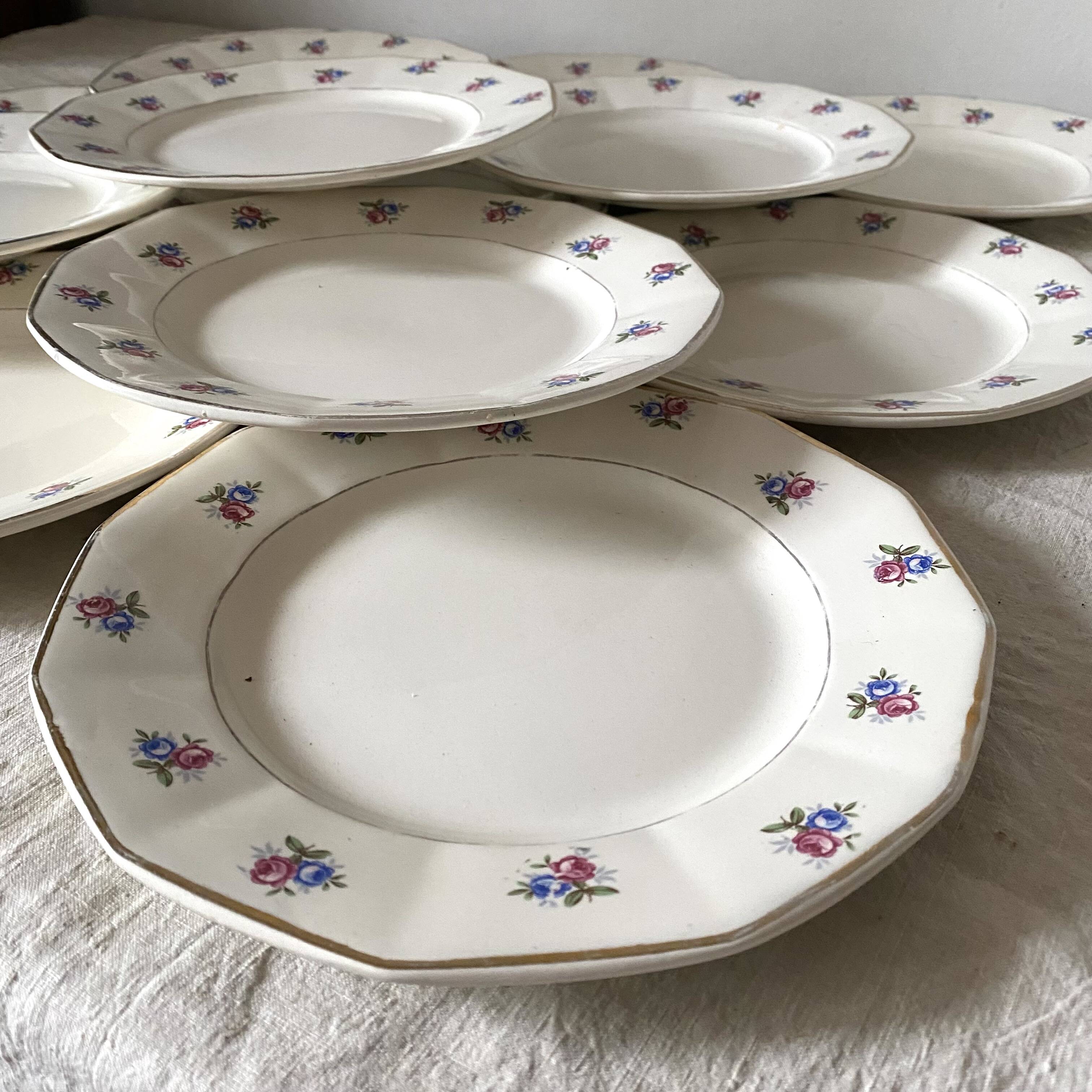 Digoin Sarreguemines dinner plates, floral