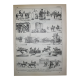 Engraving • Horse race, racecourse • Original lithograph from 1898