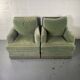 Pair of green velvet club armchairs