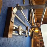 Coat rack, oak, vintage aluminum